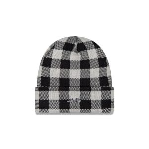 New Era Cap Block Check Black Cuff Knit Hat
