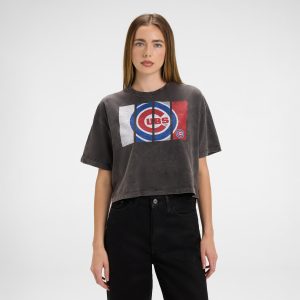 Chicago Cubs Sport Night Black Cropped Women's T-Shirt