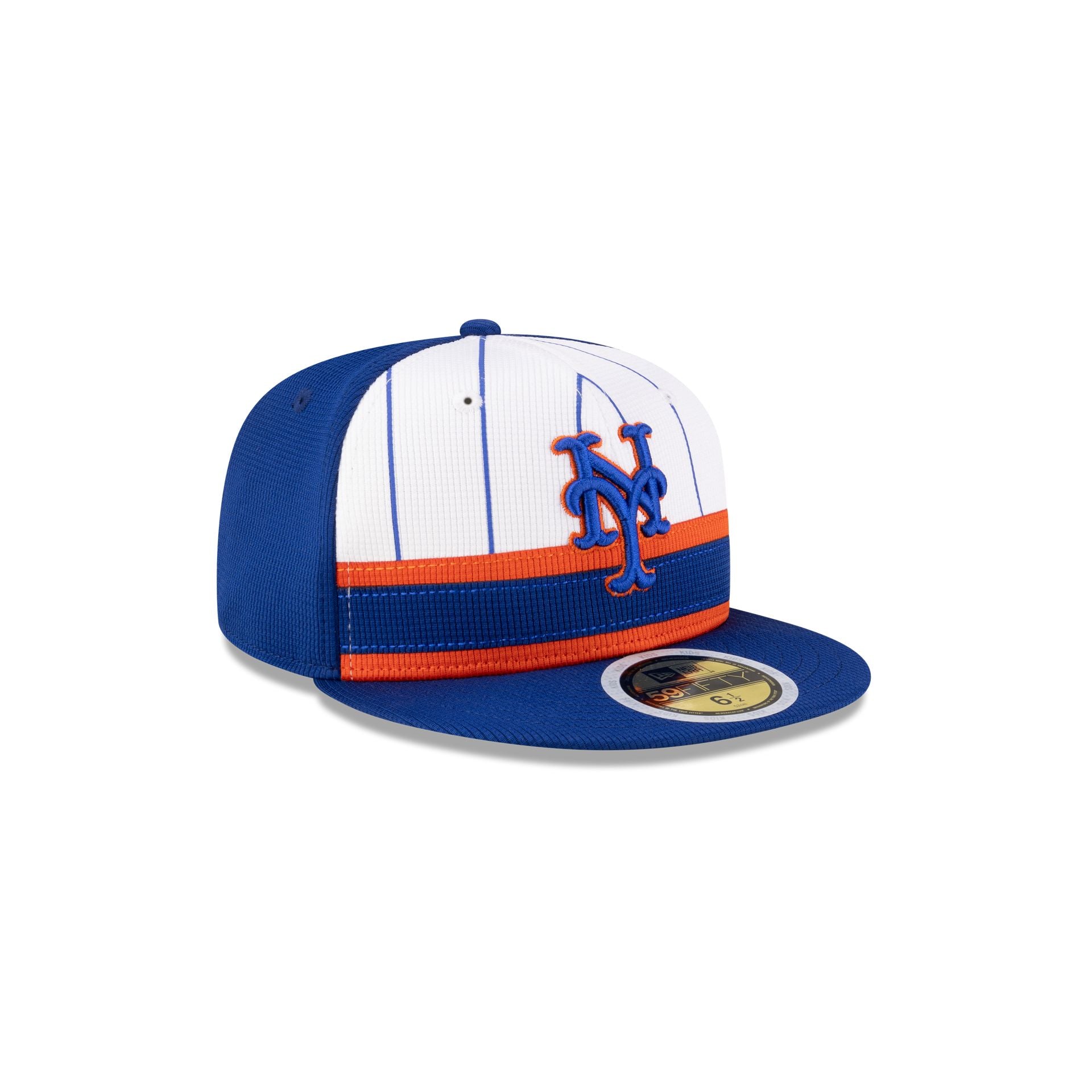 New York Mets 2025 Batting Practice Pinstripe Kids 59FIFTY Fitted Hat - Image 3