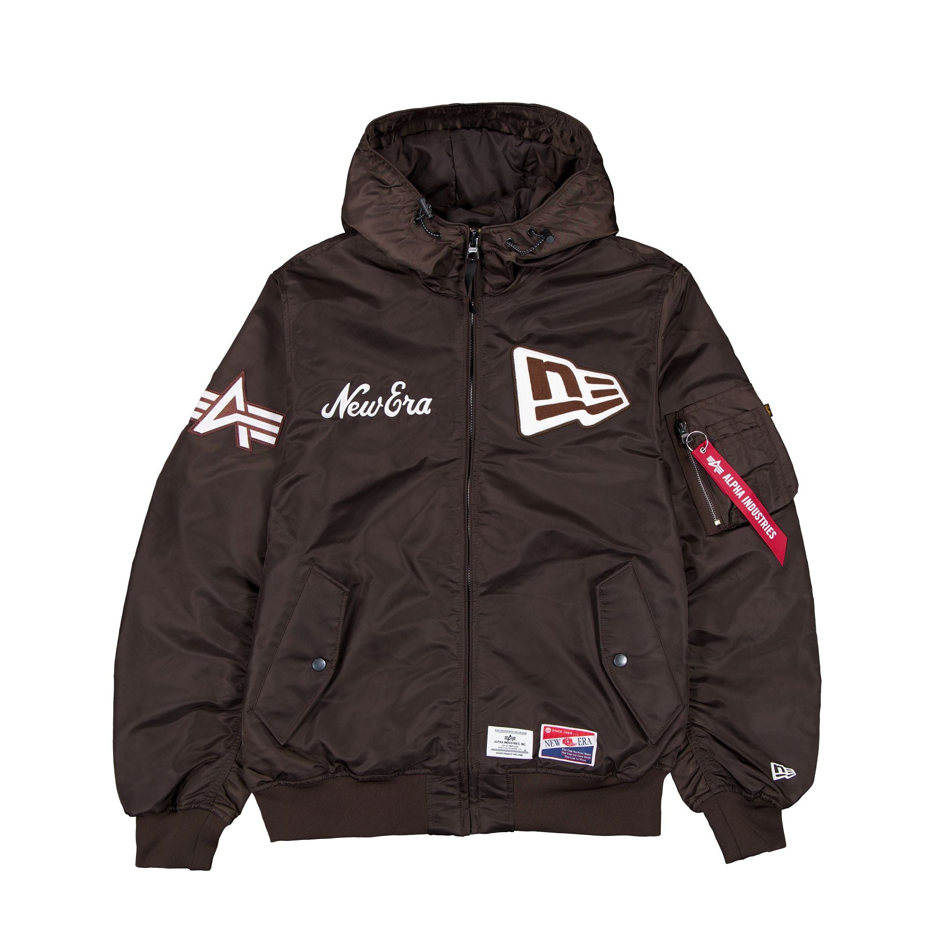 Alpha Industries x New Era Cap L-2B Hooded Bomber Brown Jacket - Image 2