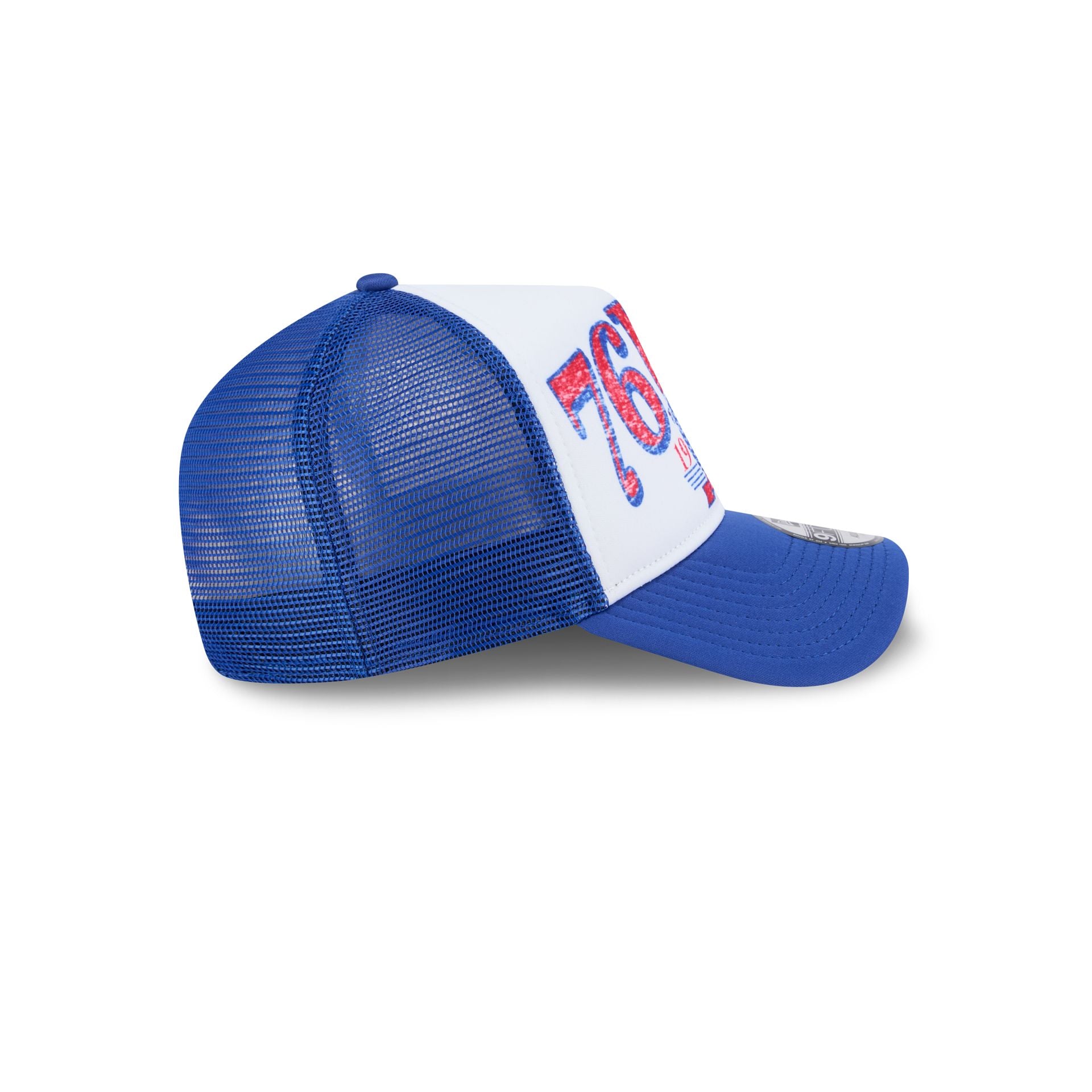 Philadelphia 76ers Distressed 9FORTY A-Frame Trucker Hat - Image 5