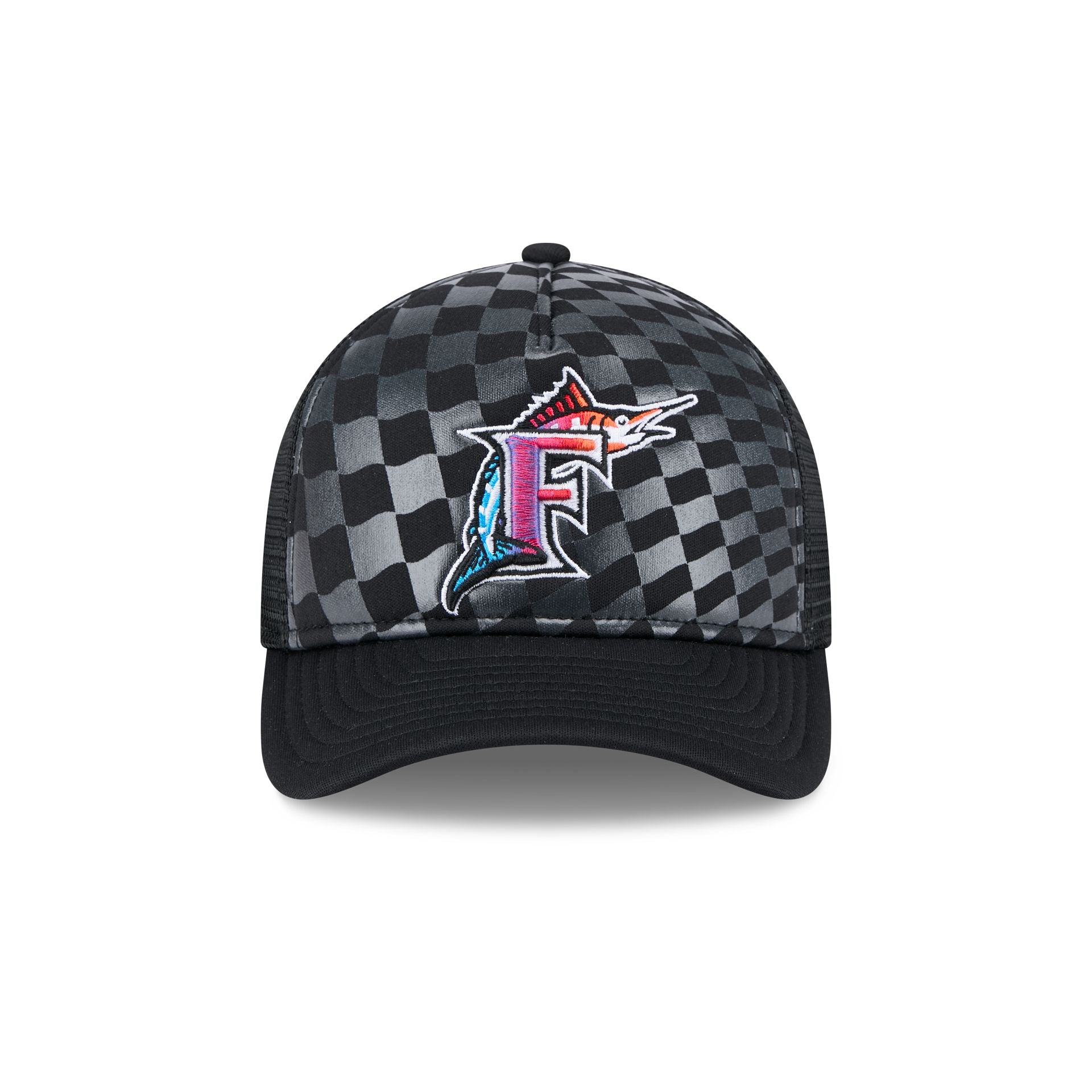 Miami Marlins Gradient Raceway 9FORTY M-Crown A-Frame Trucker Hat - Image 2