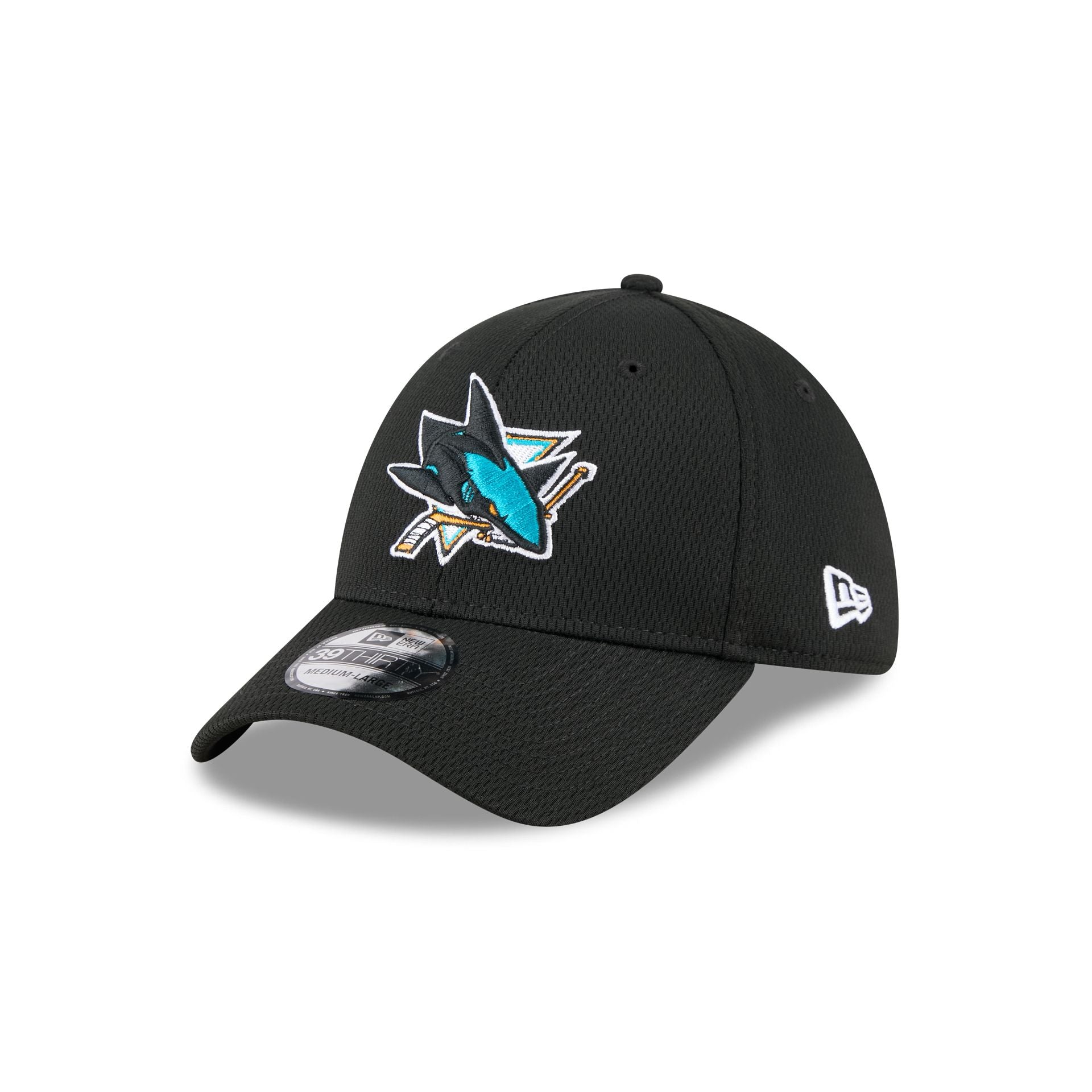 San Jose Sharks Black 39THIRTY Stretch Fit Hat