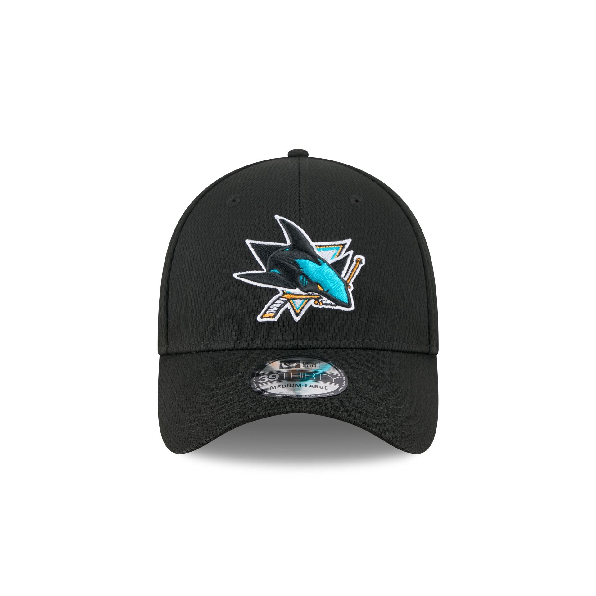 San Jose Sharks Black 39THIRTY Stretch Fit Hat - Image 2