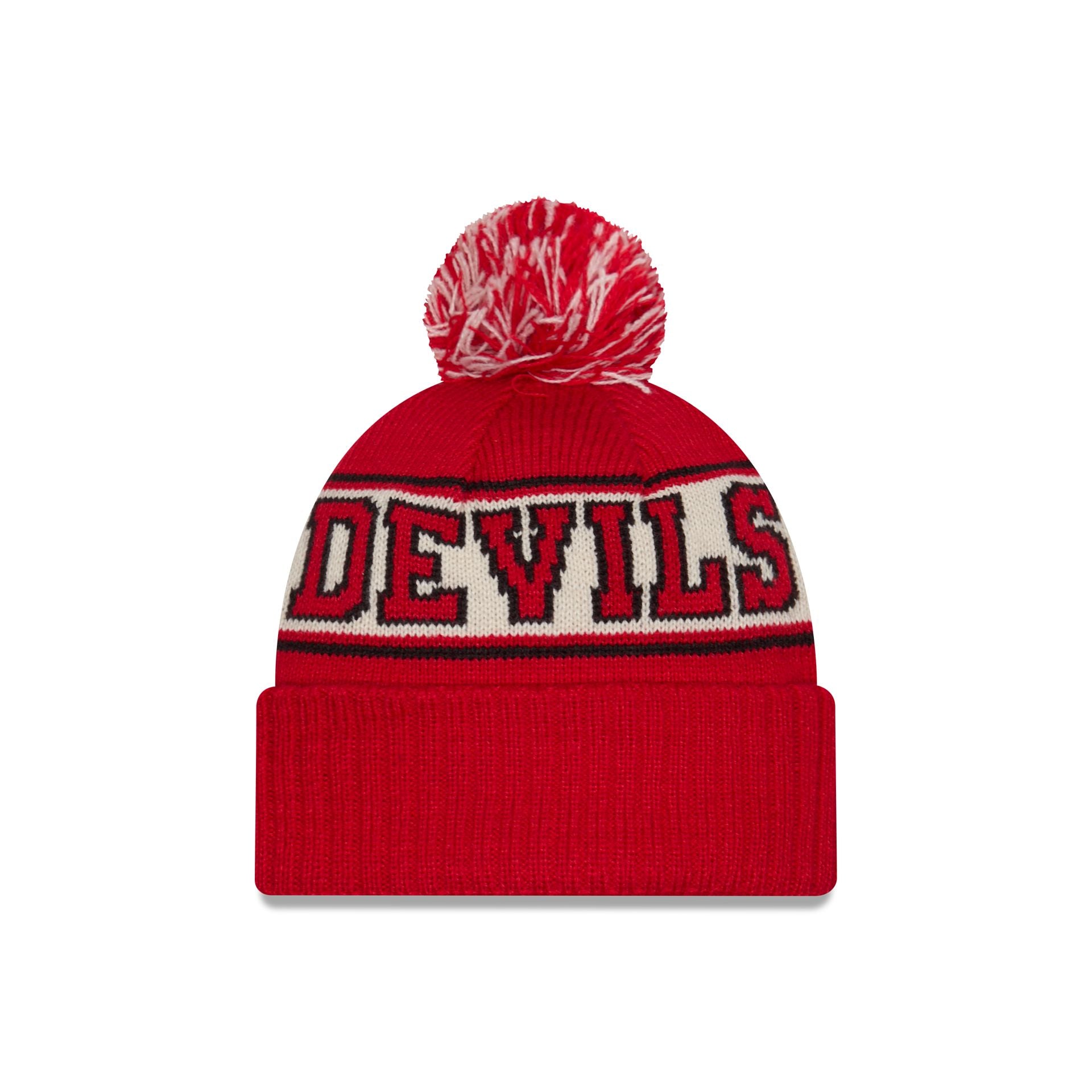 New Jersey Devils Retro Pom Knit Hat - Image 2
