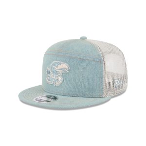 Kansas Jayhawks Denim Split Panel 9FIFTY Trucker Hat