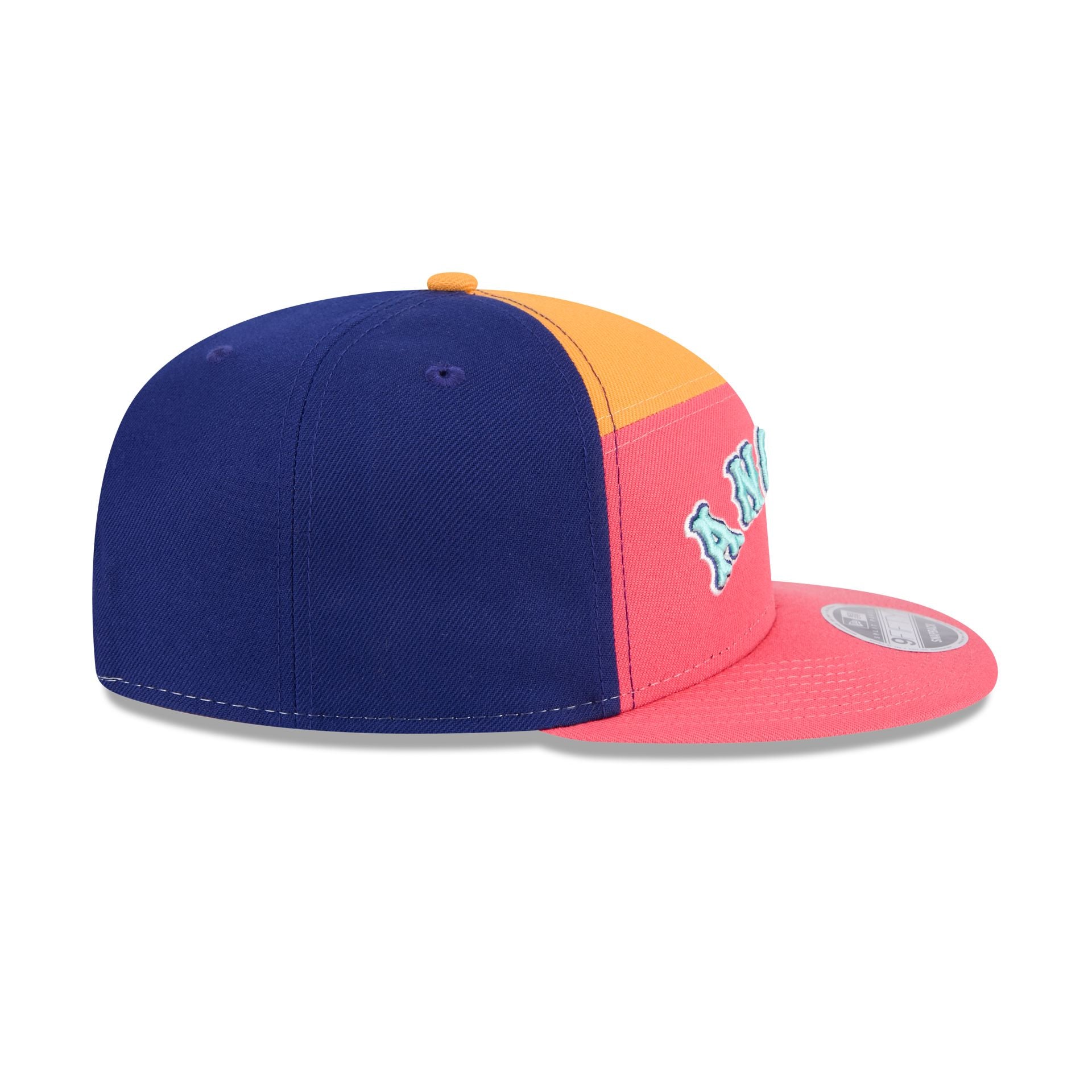 Los Angeles Angels Coral Split Panel 9FIFTY Snapback Hat - Image 5