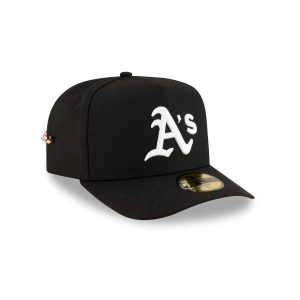 Athletics Black Script Safety Pin 59FIFTY A-Frame Fitted Hat