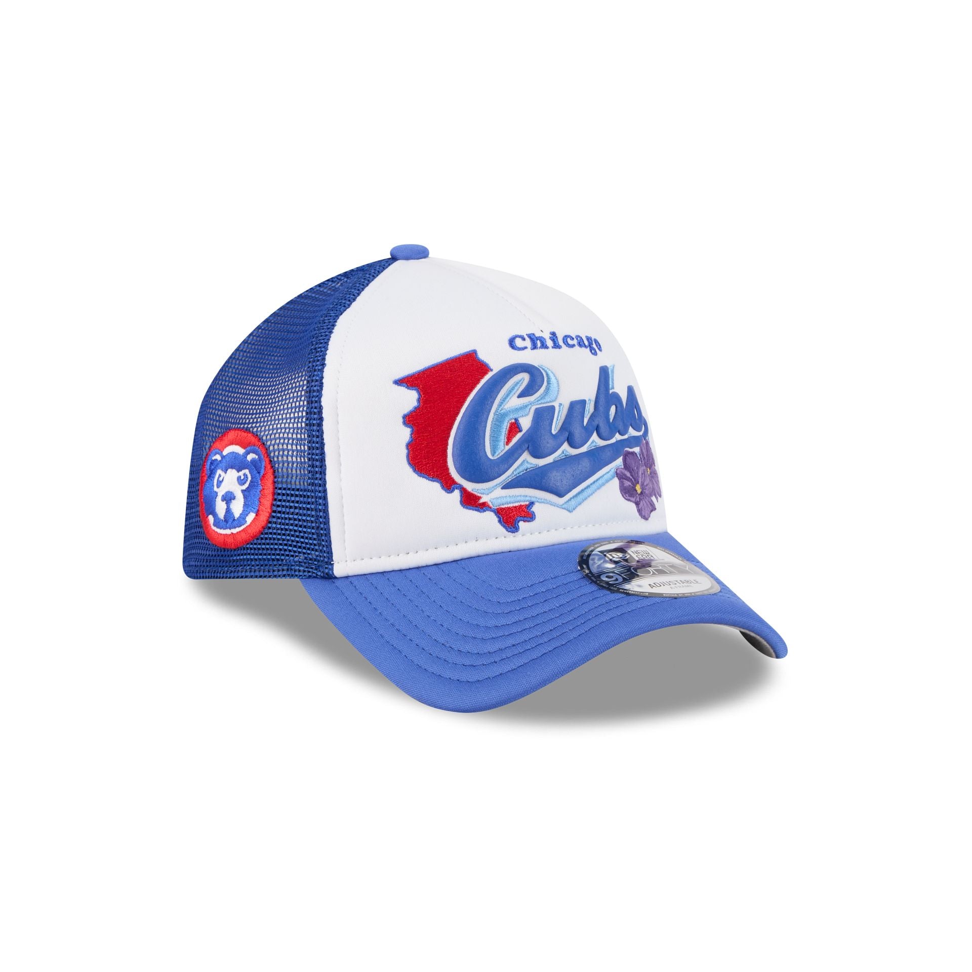 Chicago Cubs State Flower 9FORTY A-Frame Trucker Hat