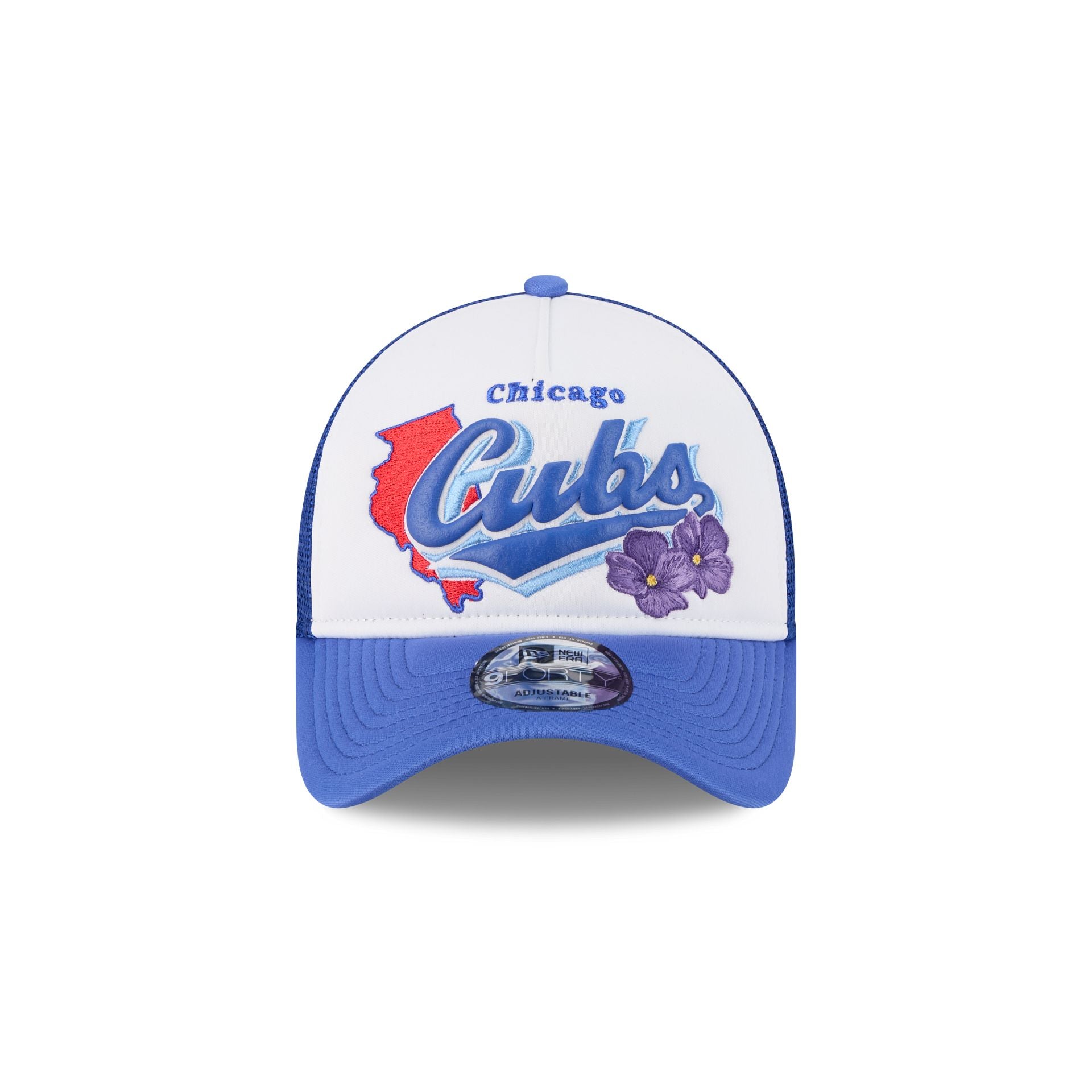 Chicago Cubs State Flower 9FORTY A-Frame Trucker Hat - Image 2