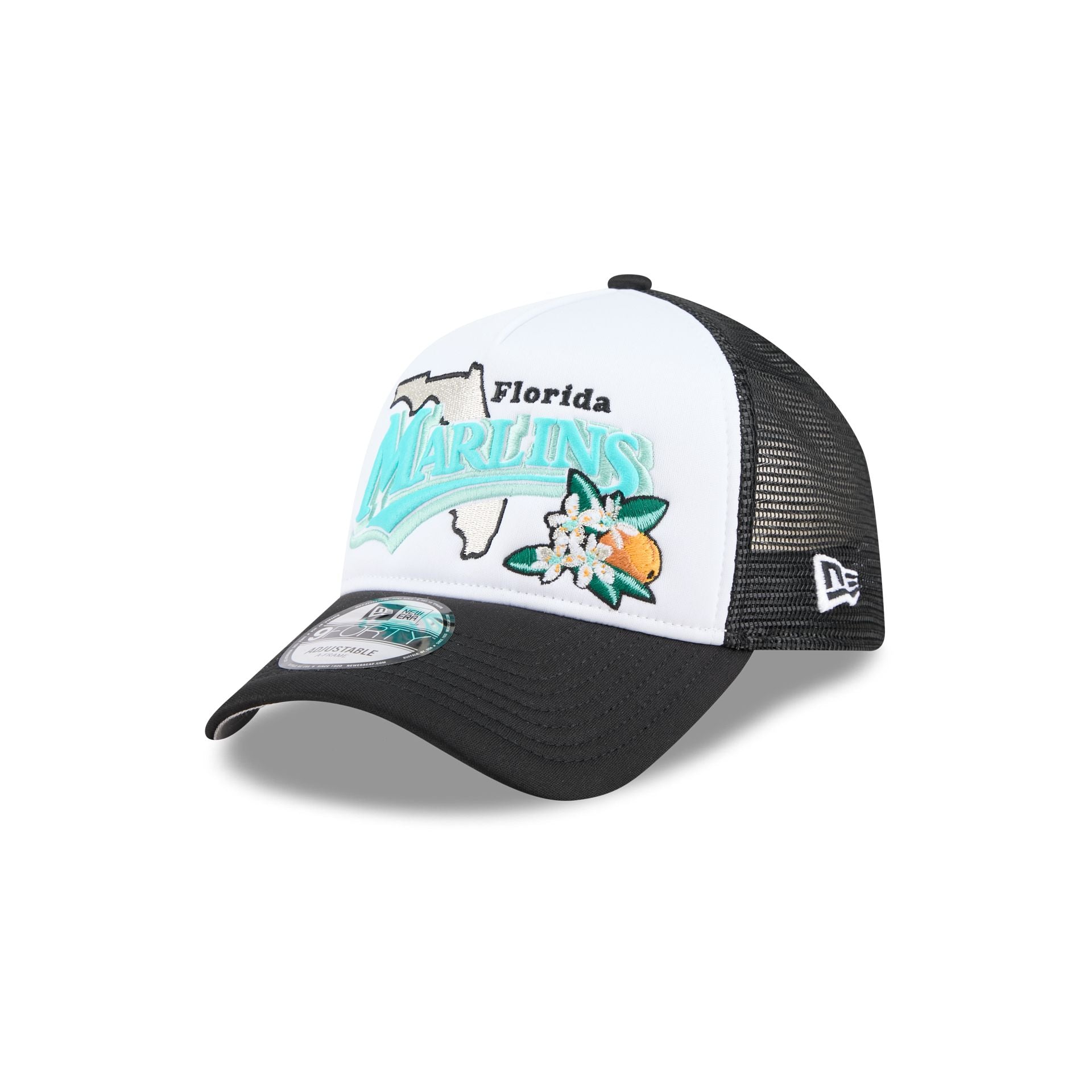 Miami Marlins State Flower 9FORTY A-Frame Trucker Hat - Image 3