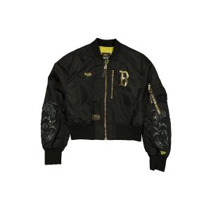 Alpha Industries x Brooklyn Dodgers Cooperstown Black and Gold Women's Cropped L-2B Bomber Jacket