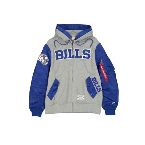 Alpha Industries x Buffalo Bills Gray MA-1 Full Zip Fleece Jacket