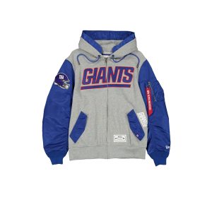 Alpha Industries x New York Giants Gray MA-1 Full Zip Fleece Jacket