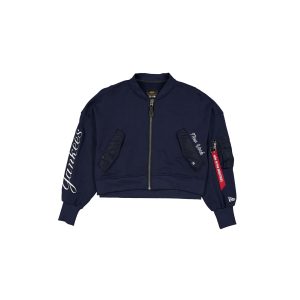 Alpha Industries x New York Yankees Navy Women's Full Zip Cropped Fleece Jacket