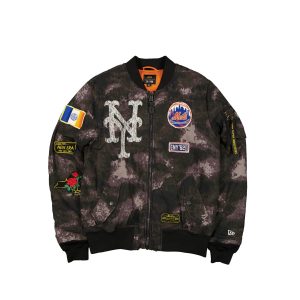 Alpha Industries x New York Mets Black Camo MA-1 Bomber Jacket