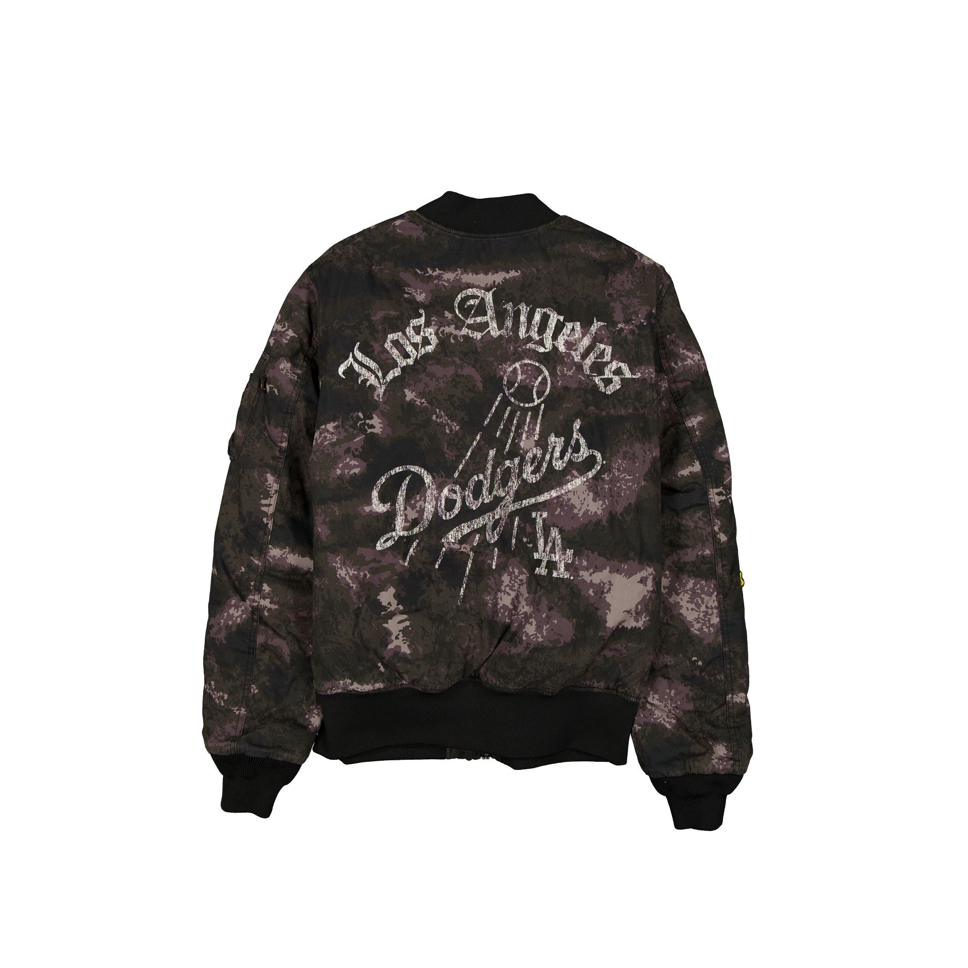 Alpha Industries x Los Angeles Dodgers Black Camo MA-1 Bomber Jacket - Image 3