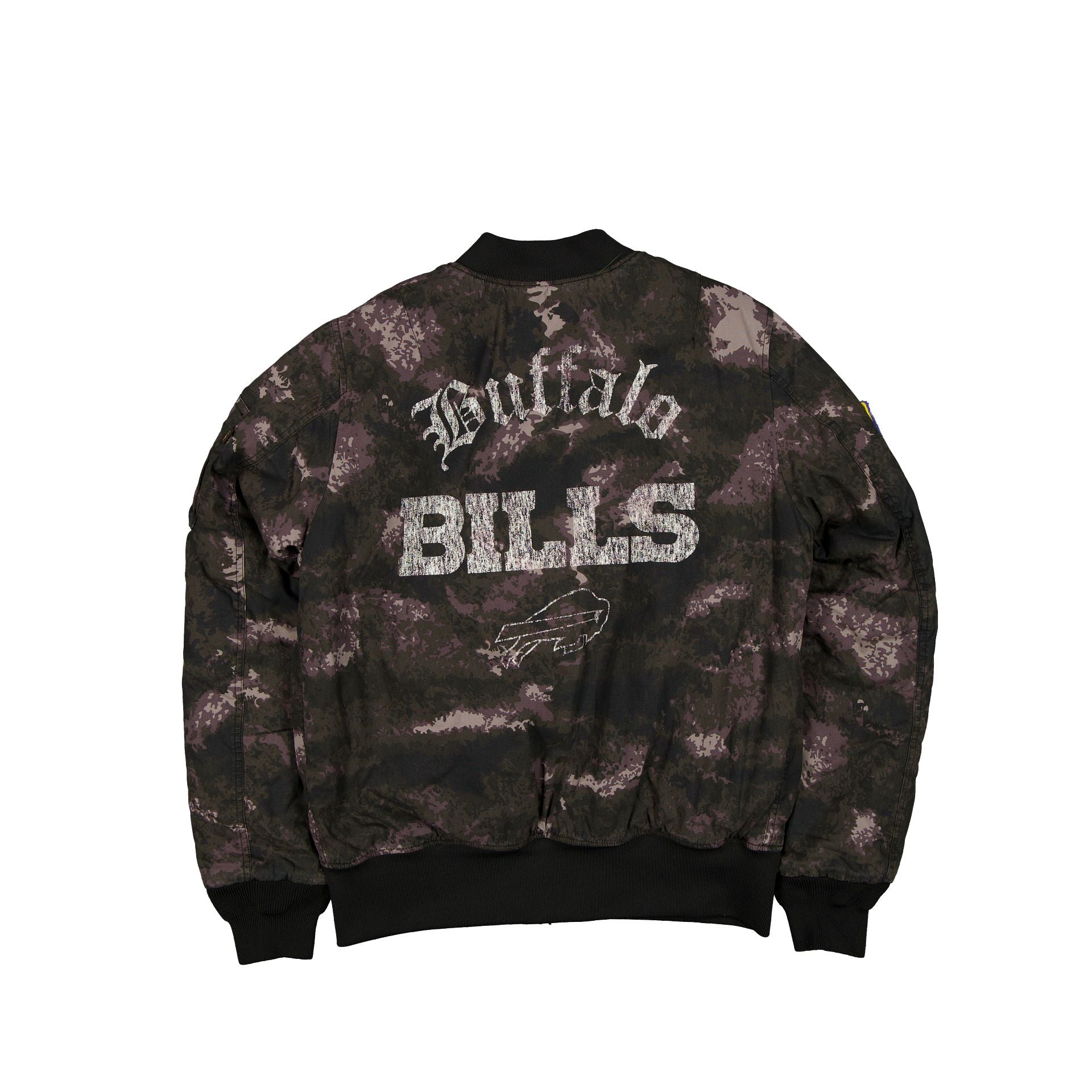 Alpha Industries x Buffalo Bills Black Camo MA-1 Bomber Jacket - Image 3