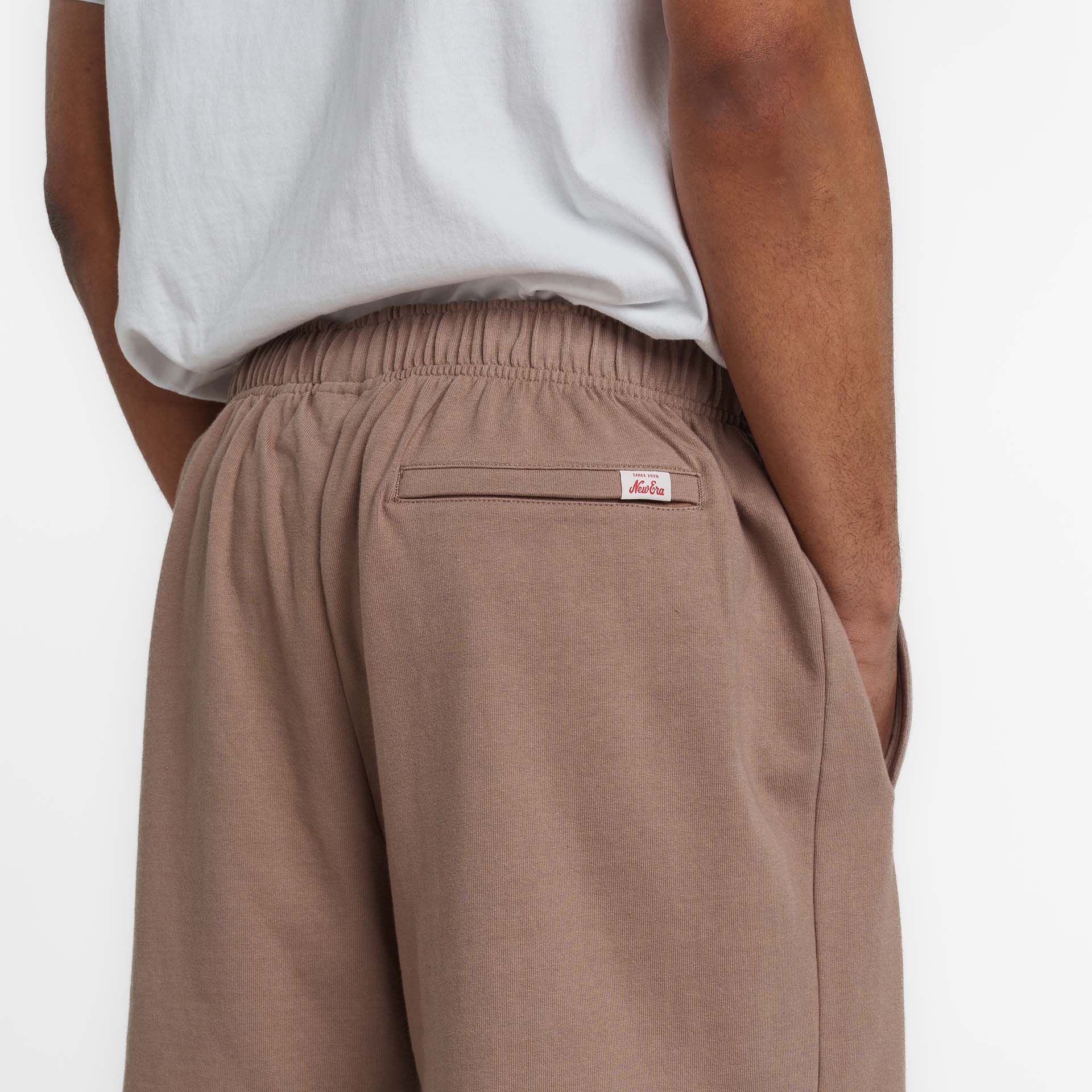 New Era Branded Alden Taupe Gray Sweatshorts - Image 5