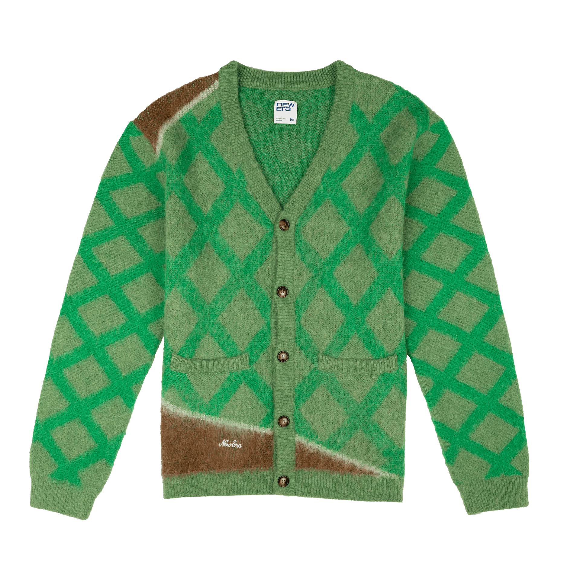New Era Branded Mohair Field Kelly Green Cardigan