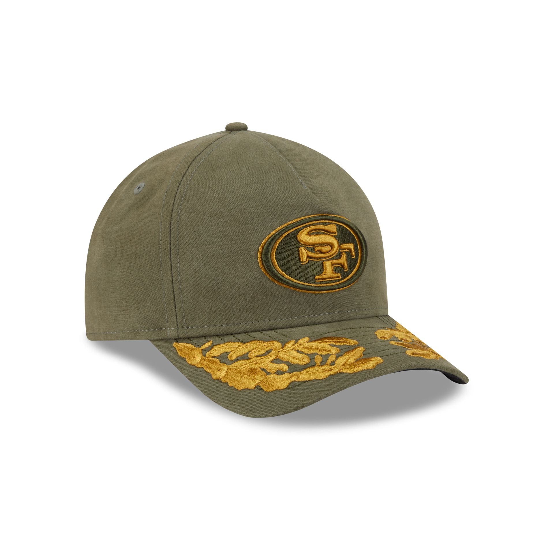 Alpha Industries x San Francisco 49ers Olive Green 9FORTY M-Crown A-Frame Snapback Hat - Image 3