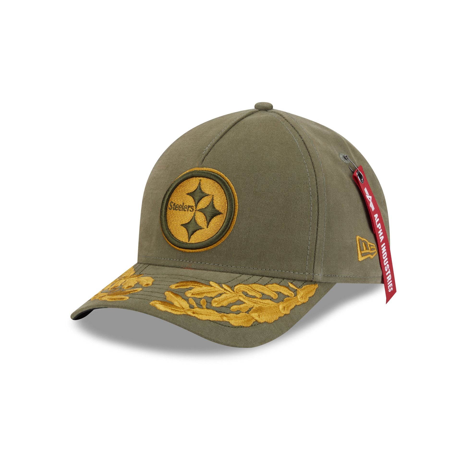 Alpha Industries x Pittsburgh Steelers Olive Green 9FORTY M-Crown A-Frame Snapback Hat