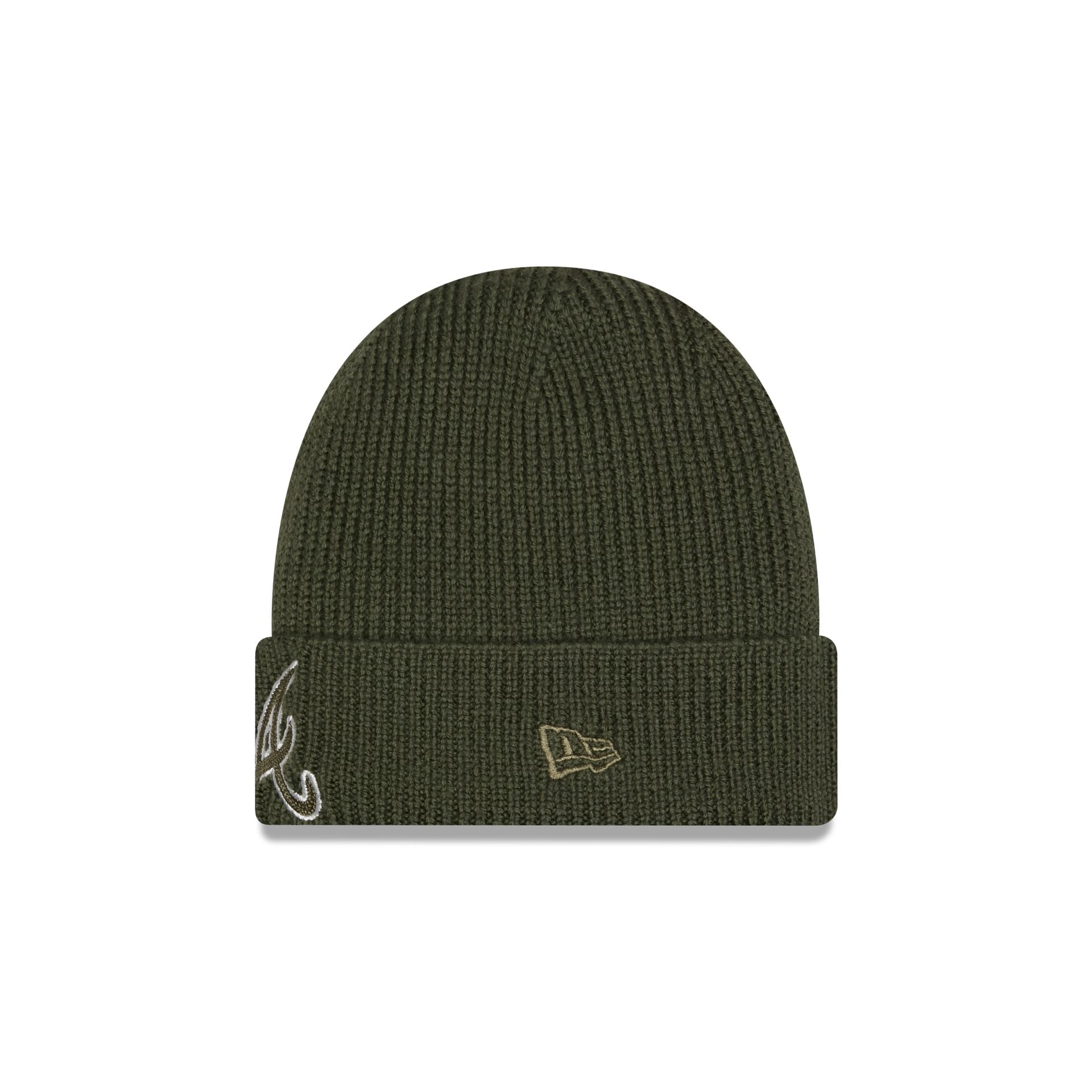 Alpha Industries x Atlanta Braves Olive Green Cuff Knit Hat - Image 2