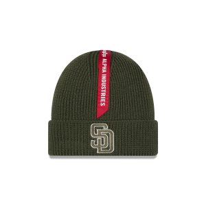 Alpha Industries x San Diego Padres Olive Green Cuff Knit Hat