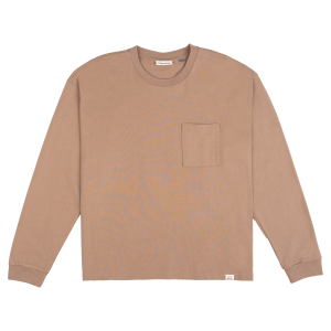 New Era Branded Alden Heavyweight Taupe Gray Long Sleeve Pocket T-Shirt