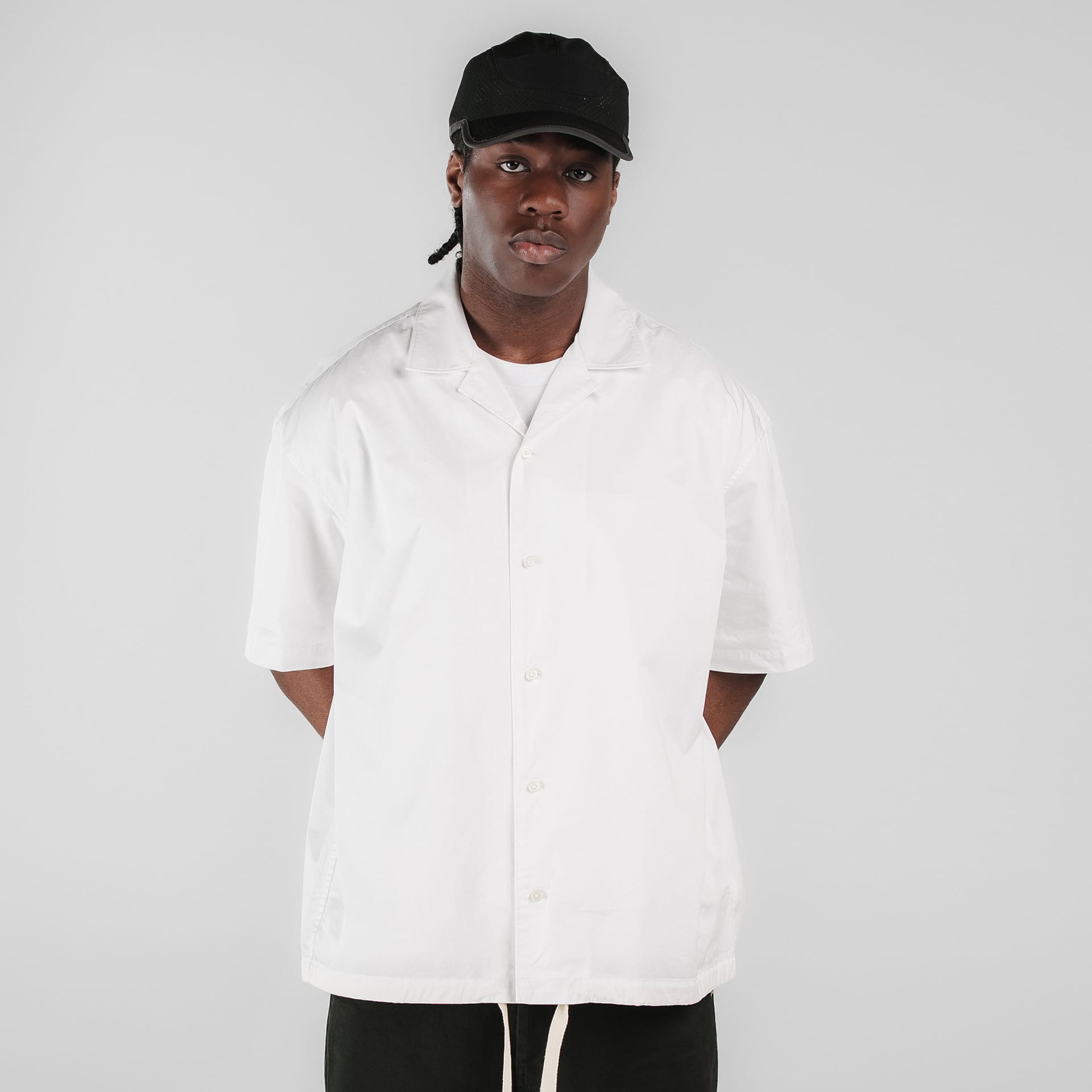 New Era Branded Resort Optic White Open Collared Shirt