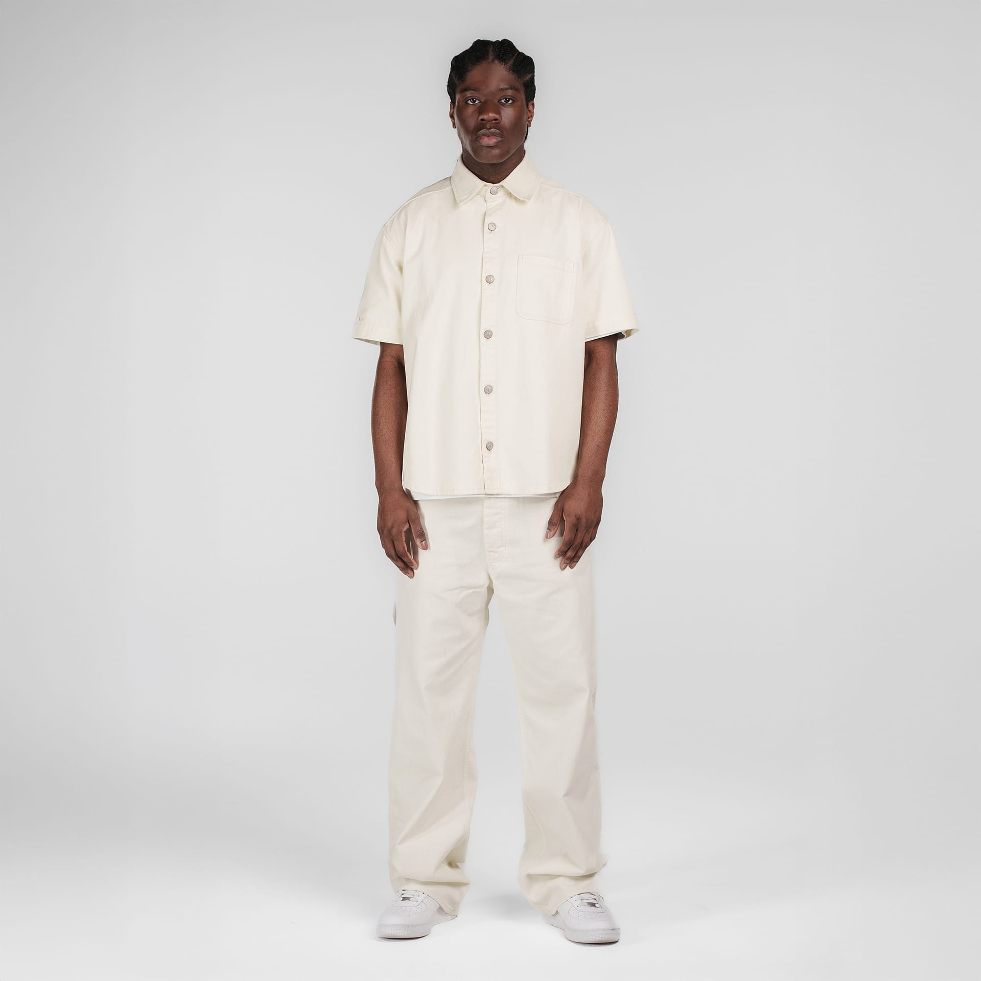 New Era Branded Ellicott Chrome White Twill Half Sleeve Button Up Shirt - Image 5