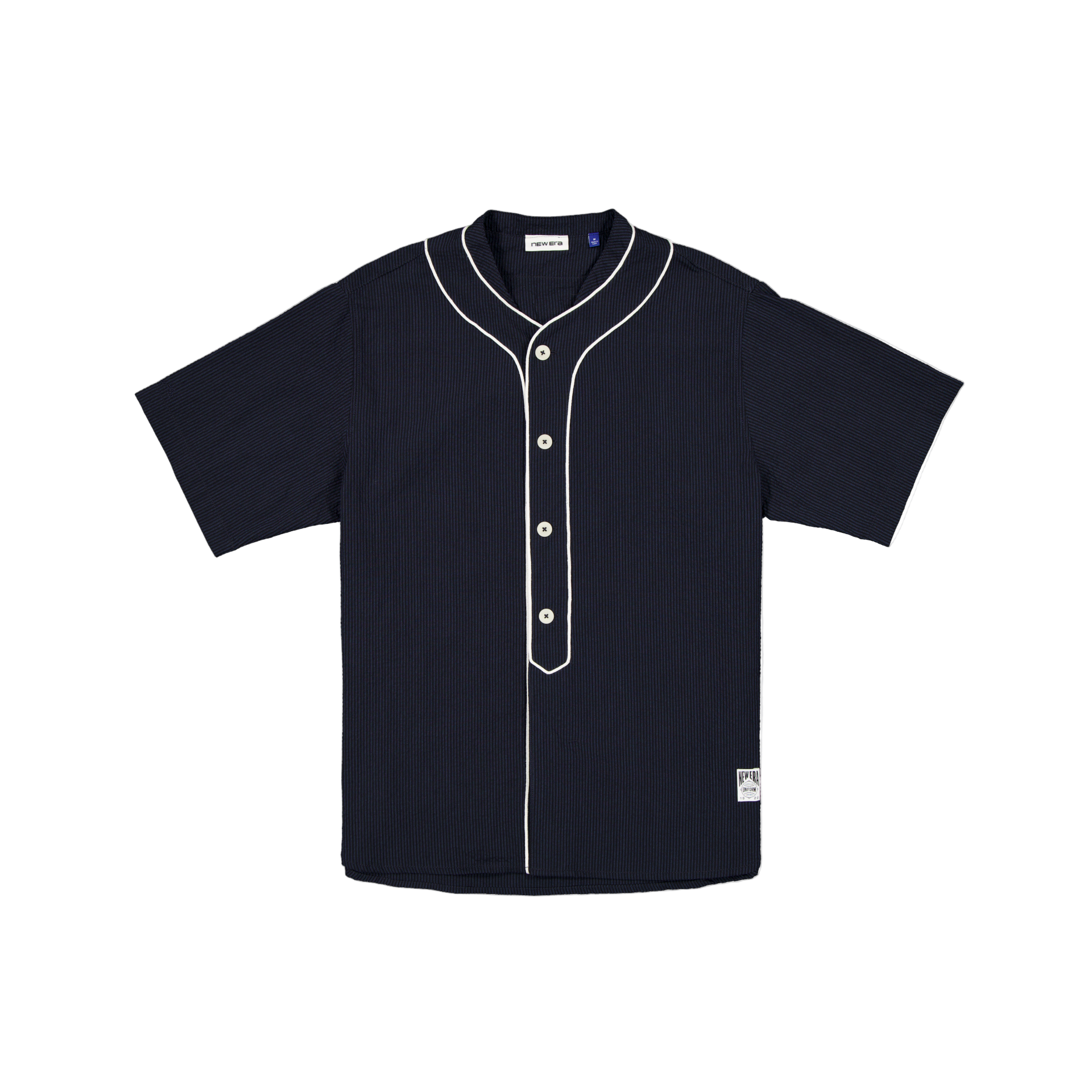 New Era Branded Seersucker Throwback Baseball Navy Jersey