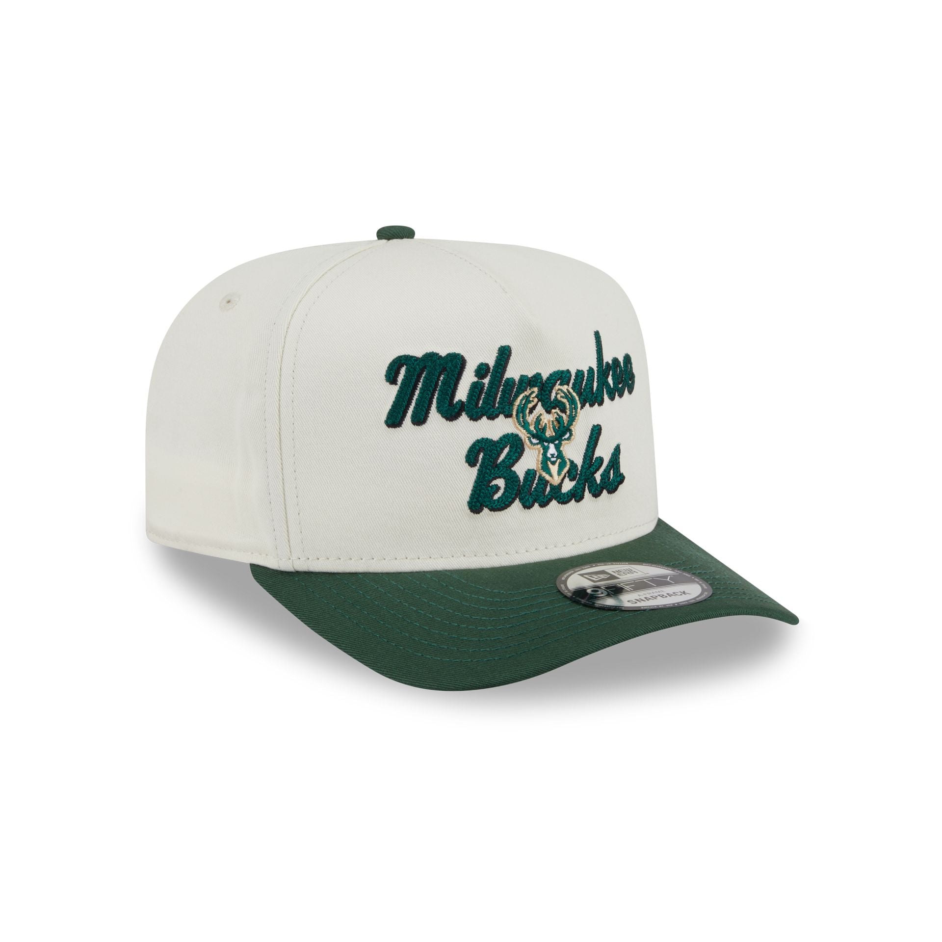 Milwaukee Bucks Chainstitch 9FIFTY A-Frame Snapback Hat - Image 3