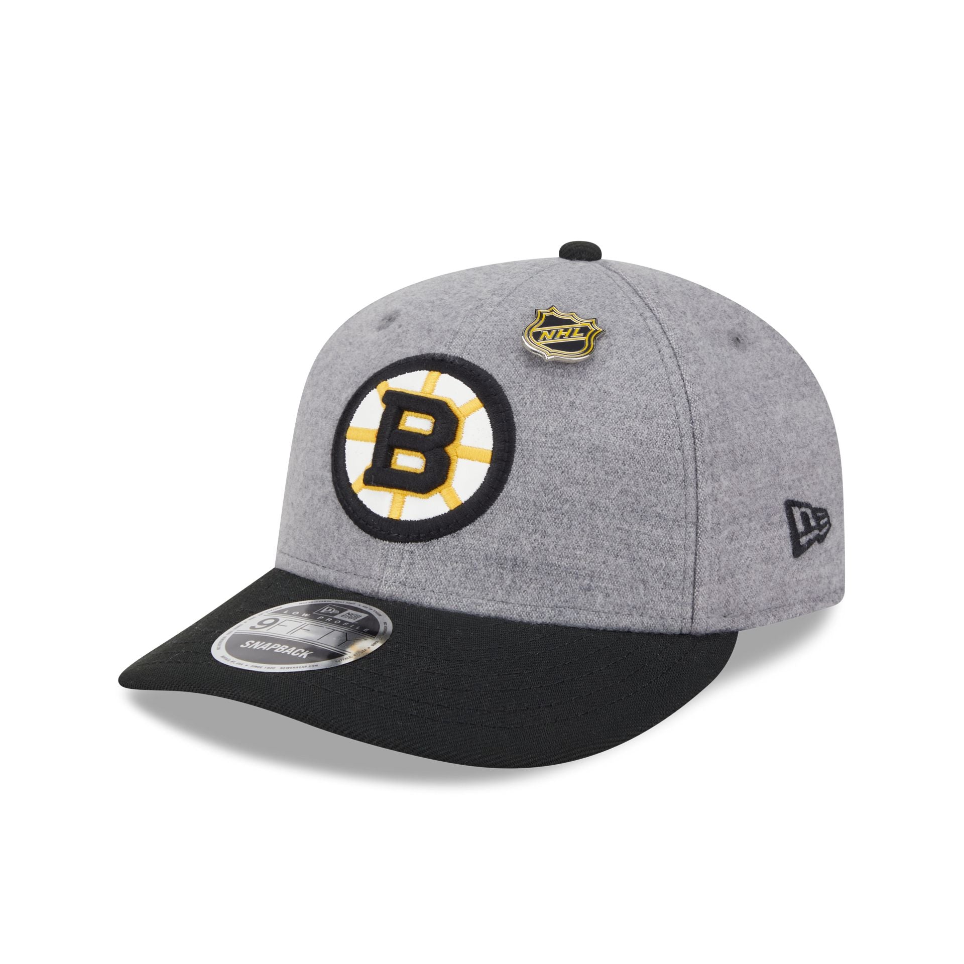Boston Bruins Heather Gray Wool Low Profile 9FIFTY Snapback Hat - Image 3