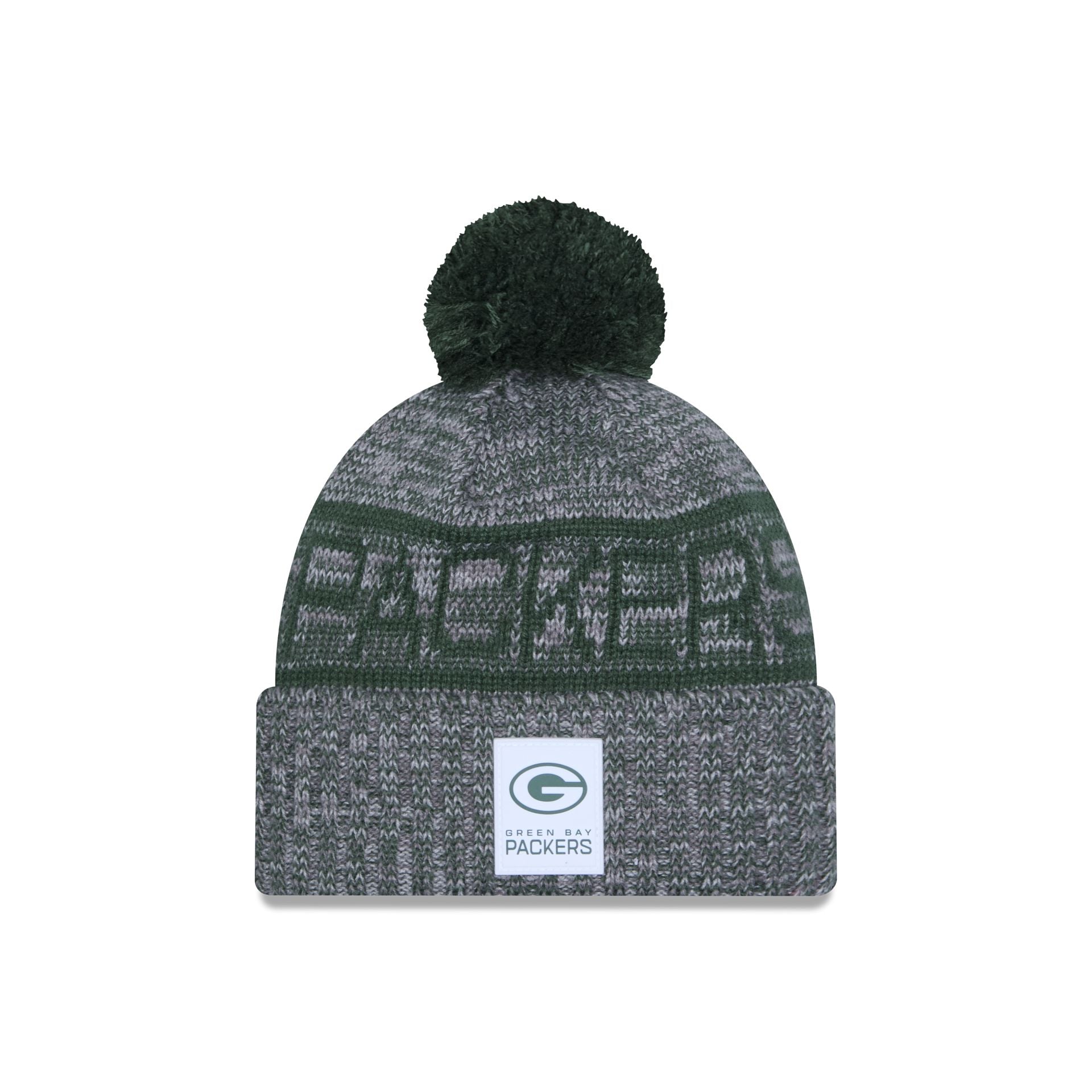 Green Bay Packers 2025 Sideline Cold Weather Gray Pom Knit Hat