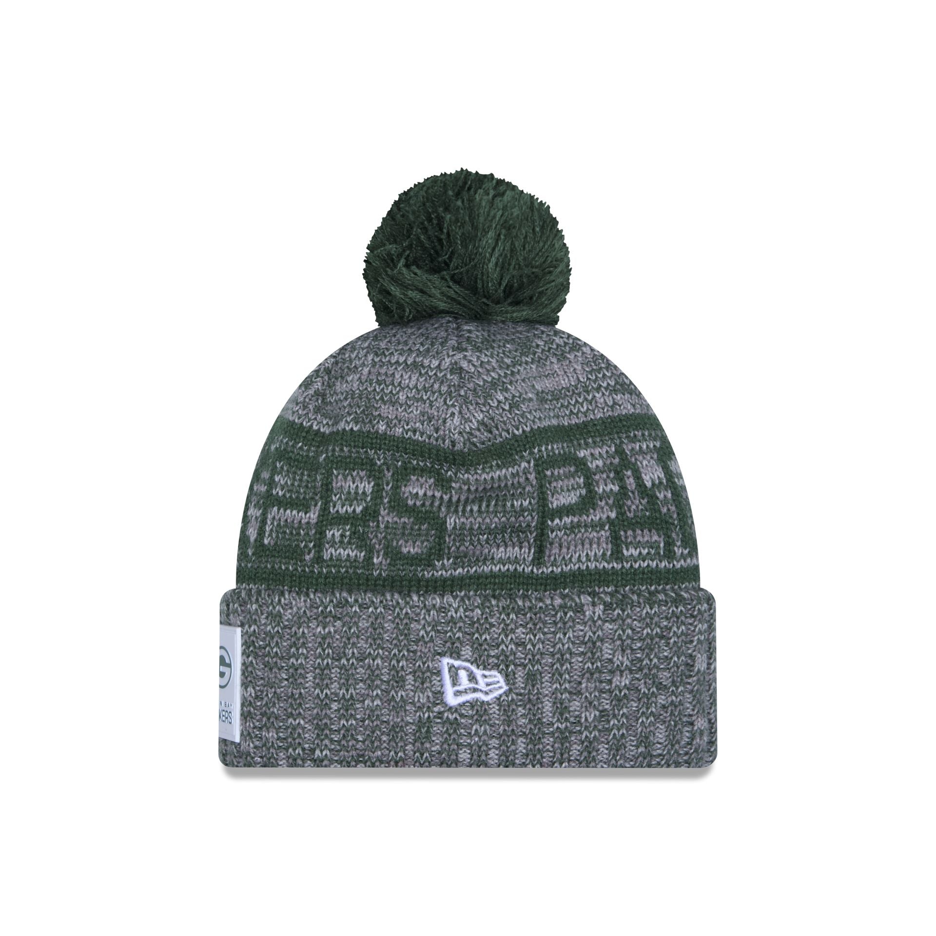Green Bay Packers 2025 Sideline Cold Weather Gray Pom Knit Hat - Image 2