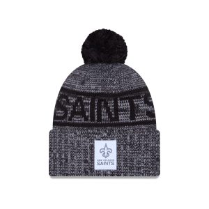 New Orleans Saints 2025 Sideline Cold Weather Gray Pom Knit Hat