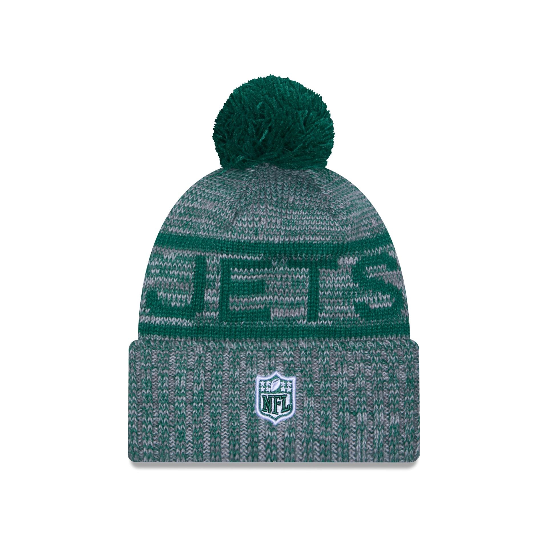 New York Jets 2025 Sideline Cold Weather Gray Pom Knit Hat - Image 3