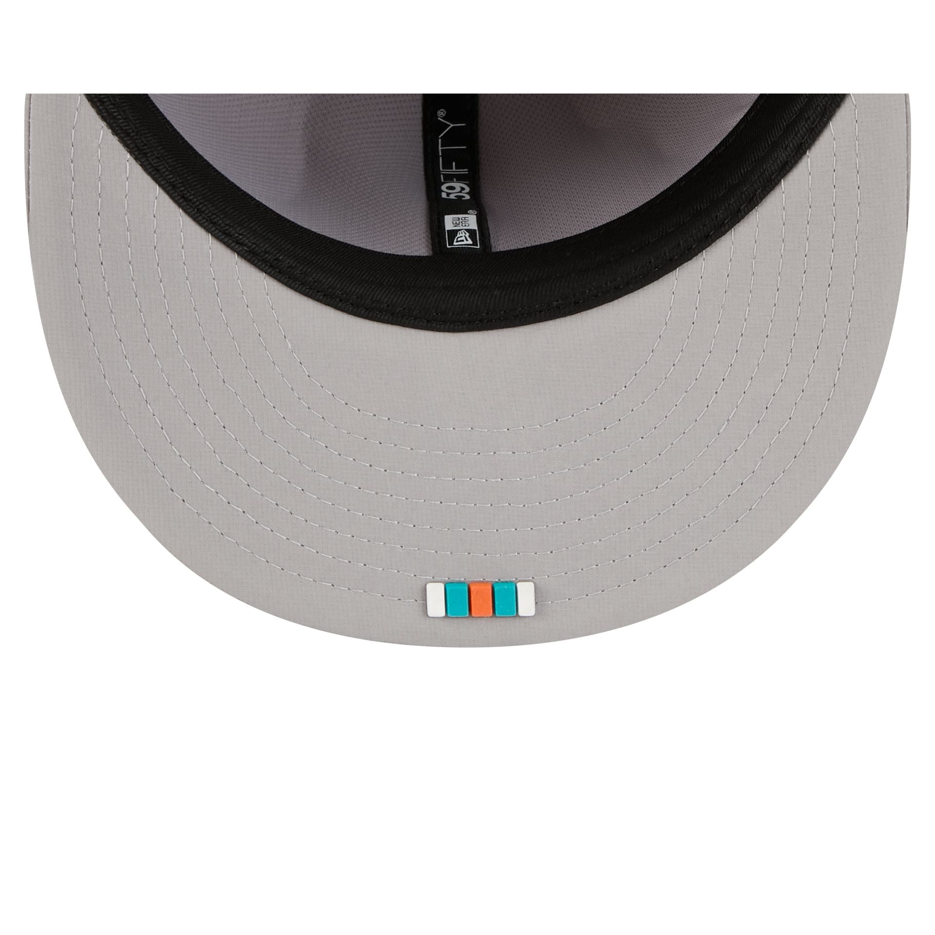 Miami Dolphins 2025 Sideline Hot Weather Gray 59FIFTY Fitted Hat - Image 7