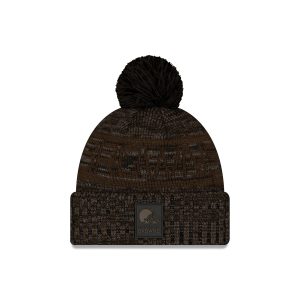 Cleveland Browns 2025 Sideline Cold Weather Black Pom Knit Hat