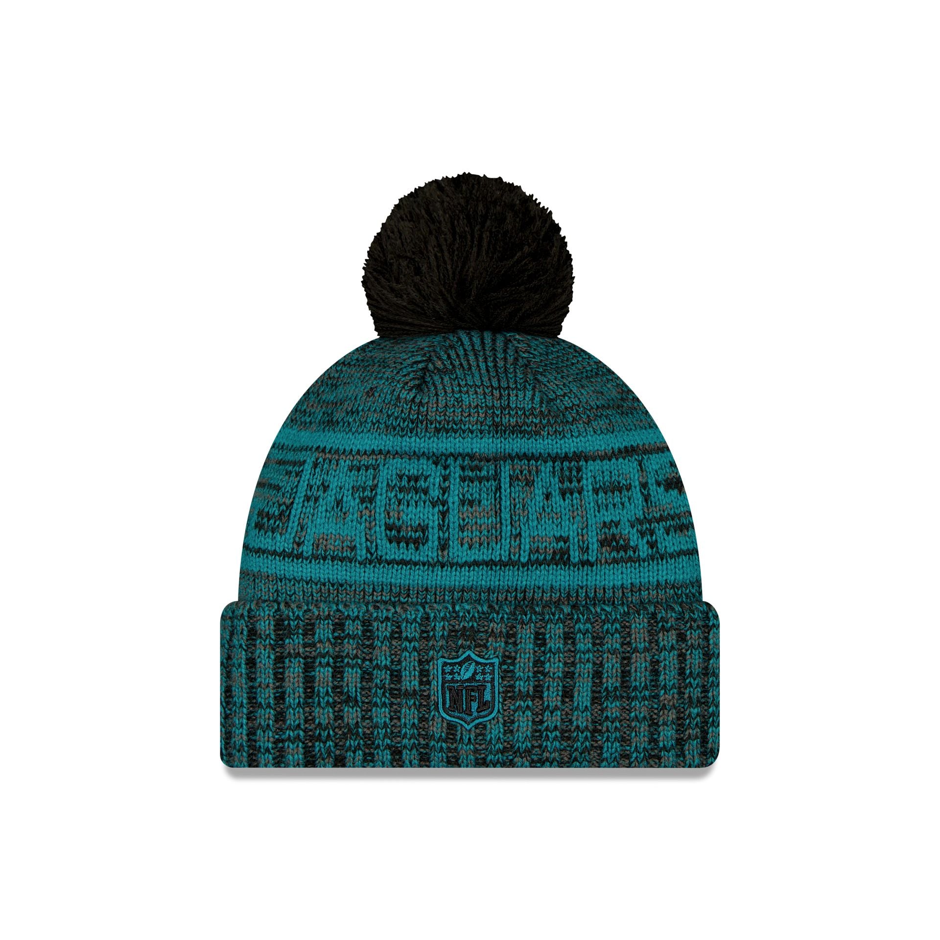 Jacksonville Jaguars 2025 Sideline Cold Weather Black Pom Knit Hat - Image 2