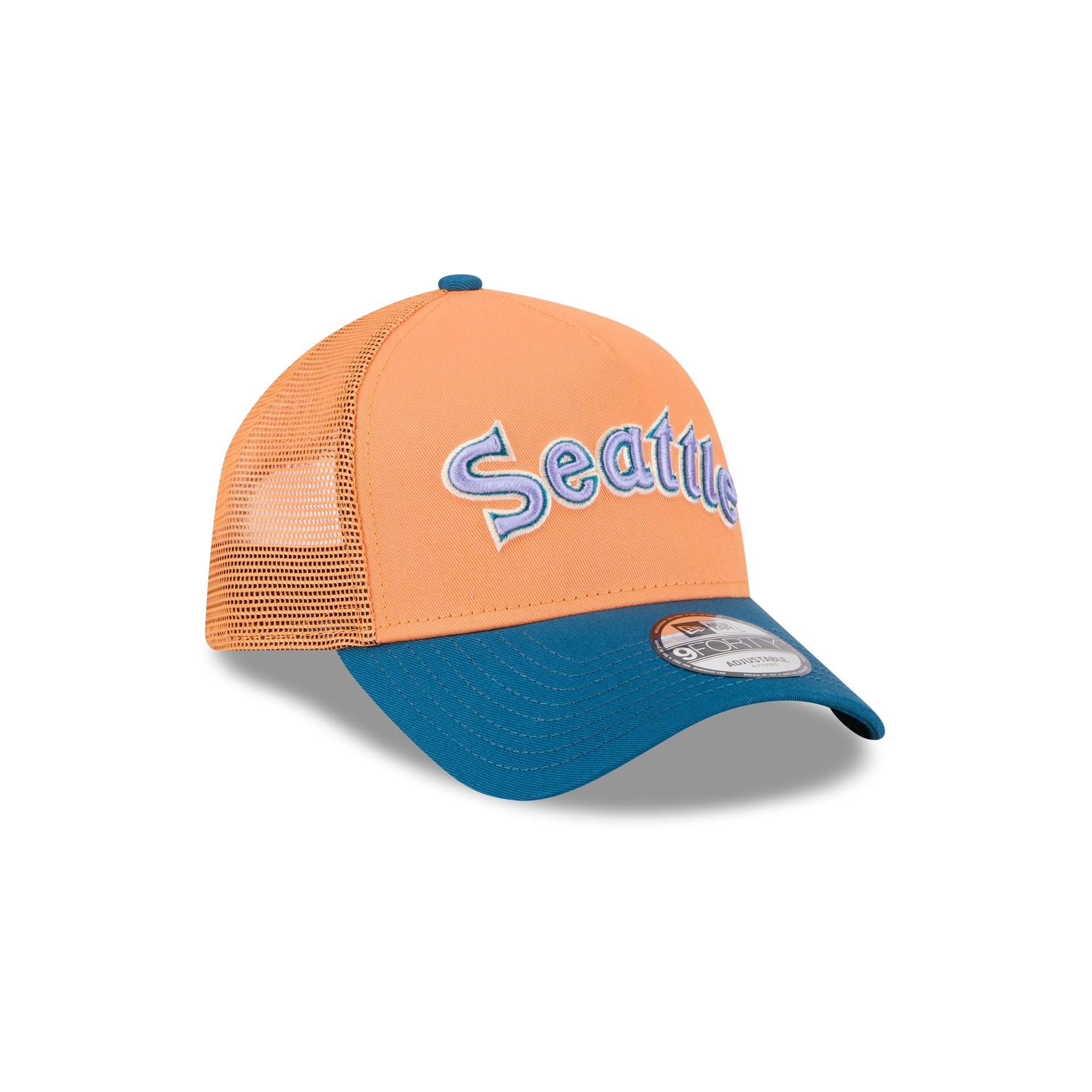 Seattle Mariners Orange Glaze 9FORTY A-Frame Trucker Hat - Image 3
