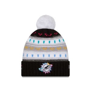 Miami Dolphins 2025 Crucial Catch Women's Pom Knit Hat