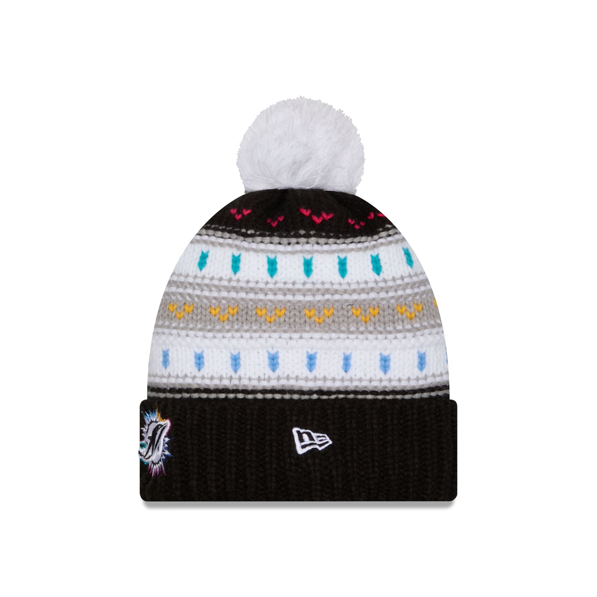 Miami Dolphins 2025 Crucial Catch Women's Pom Knit Hat - Image 3
