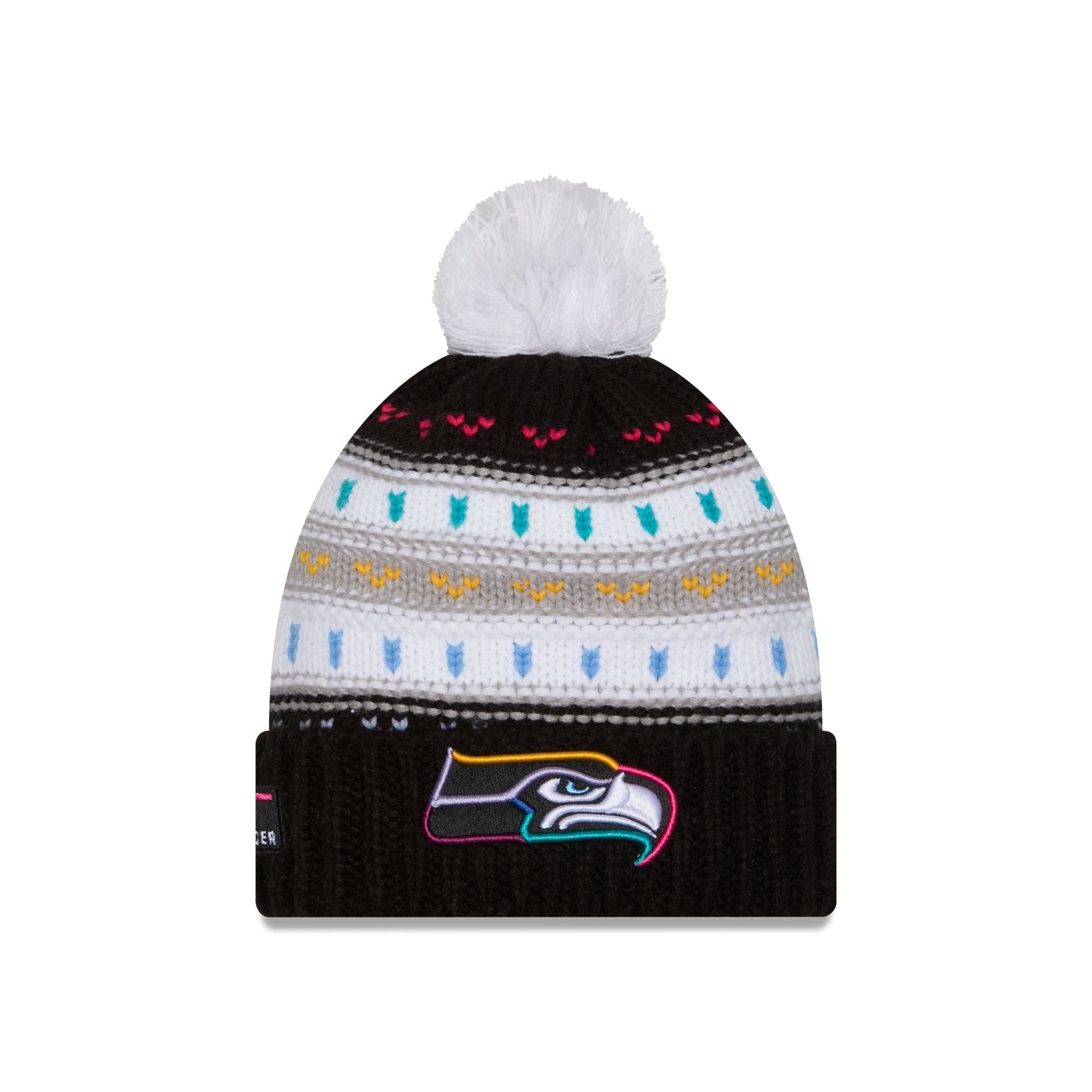Seattle Seahawks 2025 Crucial Catch Women's Pom Knit Hat