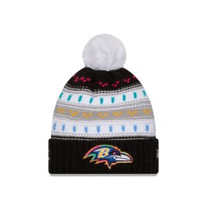 Baltimore Ravens 2025 Crucial Catch Women's Pom Knit Hat