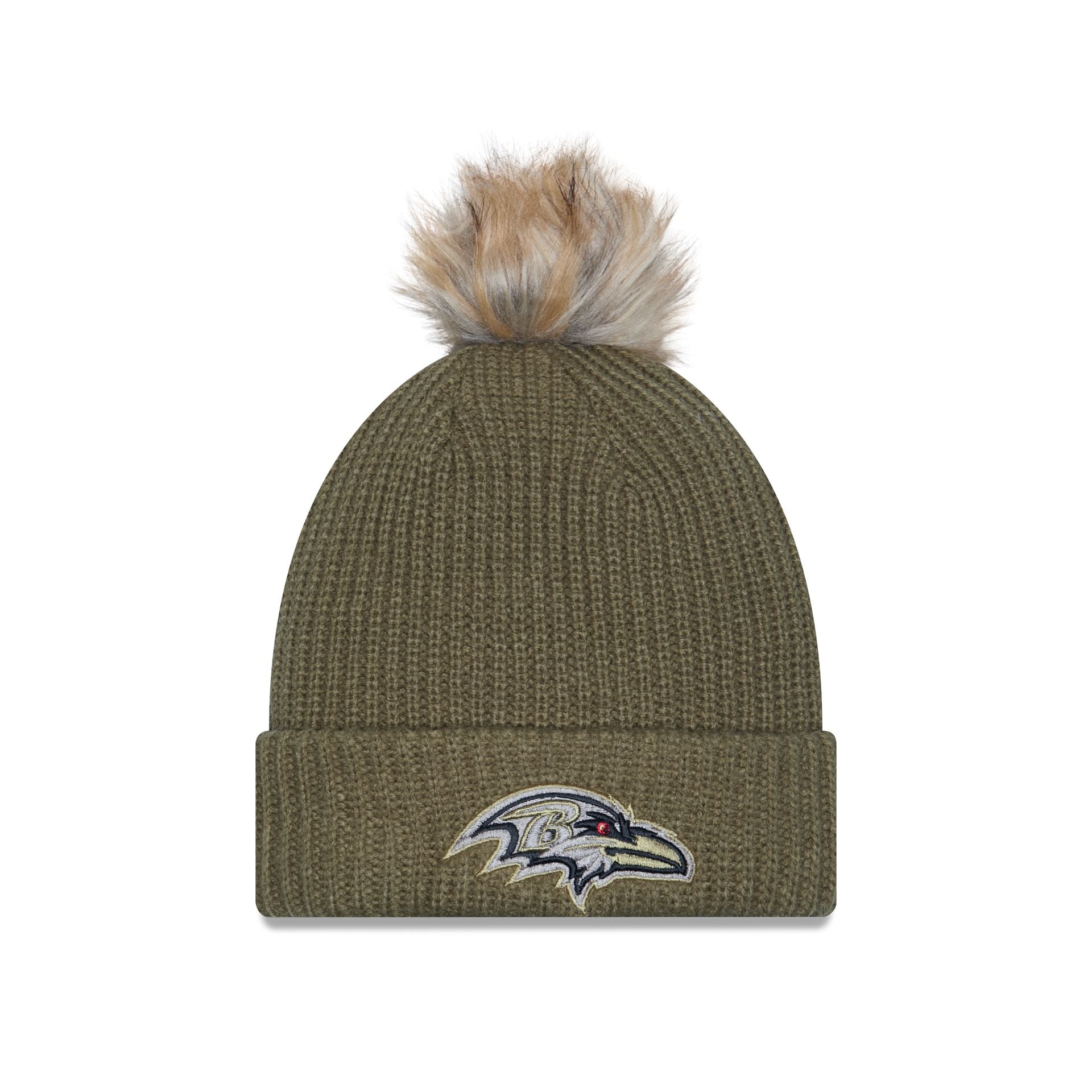 Baltimore Ravens 2025 Salute to Service Women's Pom Knit Hat