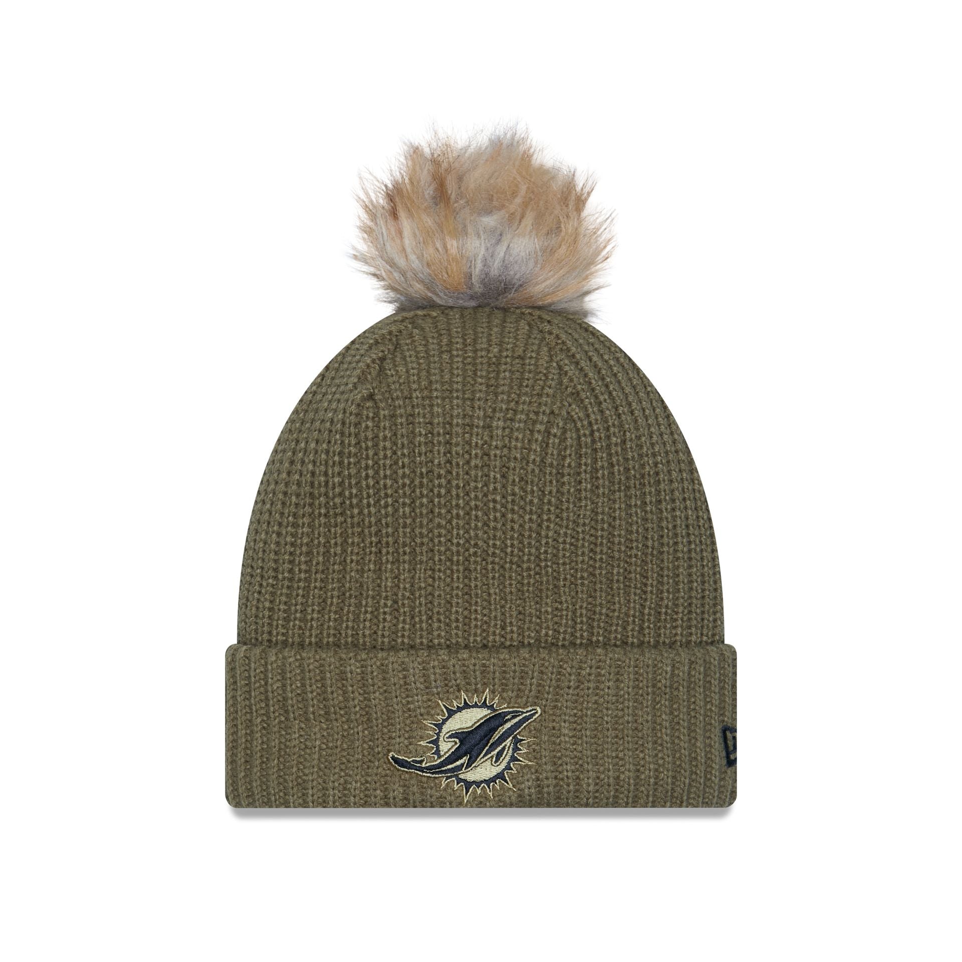 Miami Dolphins 2025 Salute to Service Women's Pom Knit Hat
