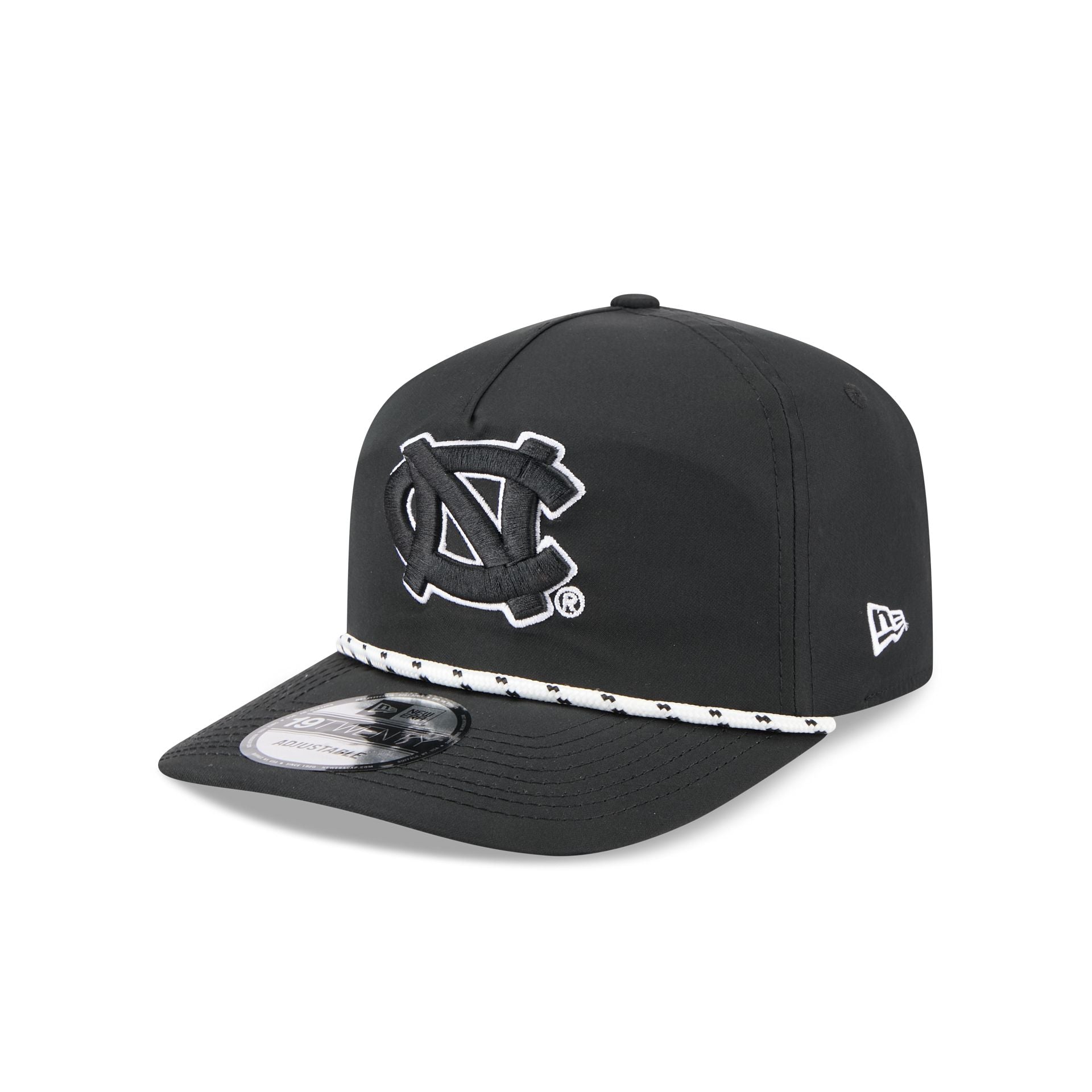 North Carolina Tar Heels Black and White Rope 19TWENTY Snapback Hat