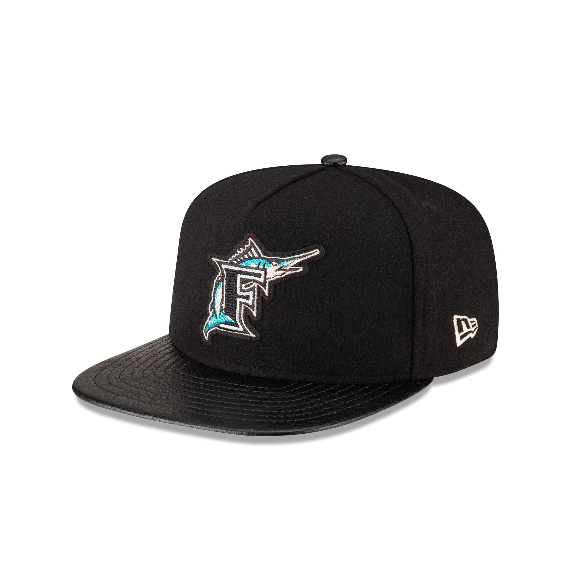 Miami Marlins Wool Letterman 9FIFTY A-Frame Snapback Hat - Image 3